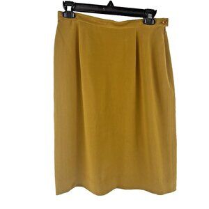 Jones New York Womens Silk Mustard Academia Career Business Straight Skirt SZ 8